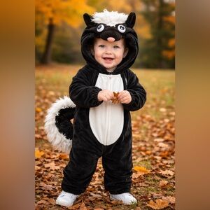 Toddler Skunk Halloween Costume 18-24M Plush Hooded Jumpsuit